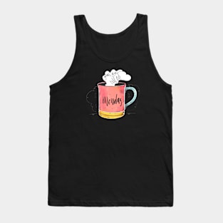 Cute Watercolor Monday Quote With Coffee Cup Tank Top